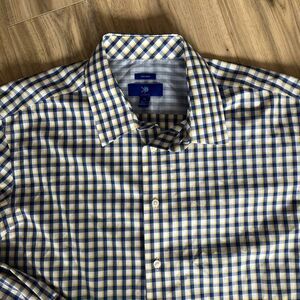 Egara Shirt Men's XL Blue Yellow Plaid Long Sleeve Button Up Dress Casual‎
